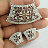 Wedding Jewelry Set Natural Tourmaline White CZ Silver Earrings Pendant