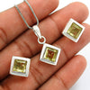 Natural Citrine Gemstone 925 Silver Earrings Pendant Set