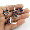 Artisan 925 Silver Coral Lapis Lazuli Gemstone Bohemian Jewelry Set