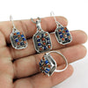 Natural Lapis Lazuli Coral 925 Sterling Silver Bohemian Jewelry Set