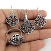 Southwestern Style Coral Lapis Lazuli 925 Silver Jewelry Set A Unique Statement Piece