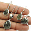 Elegant Earrings Pendant Ring 925 Sterling Silver Black Rutile Jewelry Set for Women