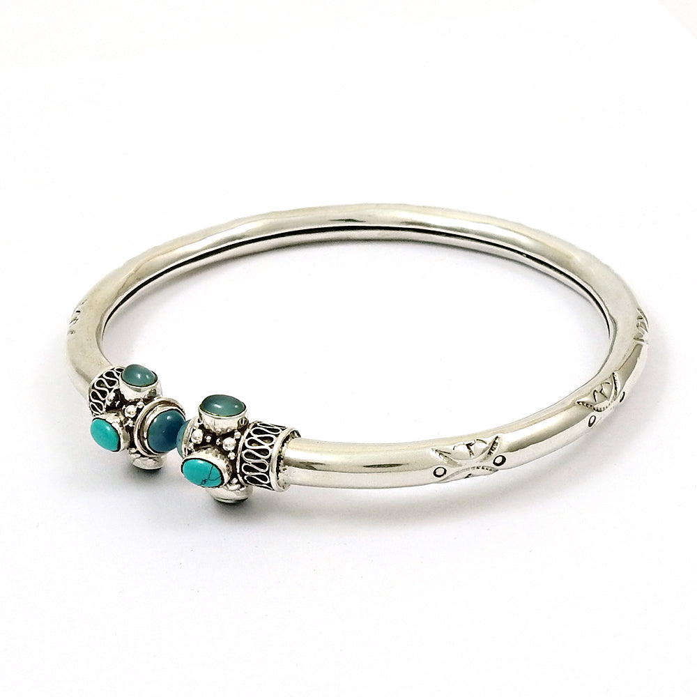 Bohemian Turquoise Chalcedony Anklets Genuine 925 Sterling Silver