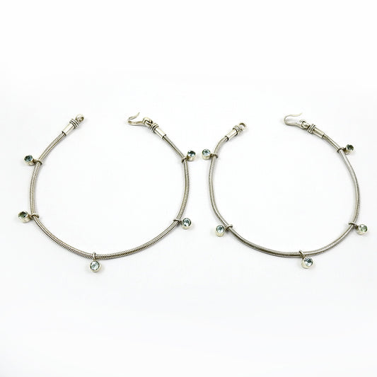 Blue Topaz Anklets 925 Sterling Silver Minimalist Jewelry