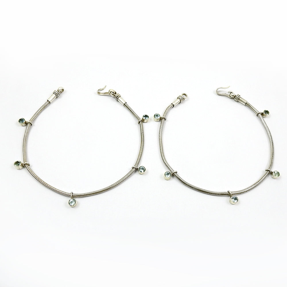 Blue Topaz Anklets 925 Sterling Silver Minimalist Jewelry