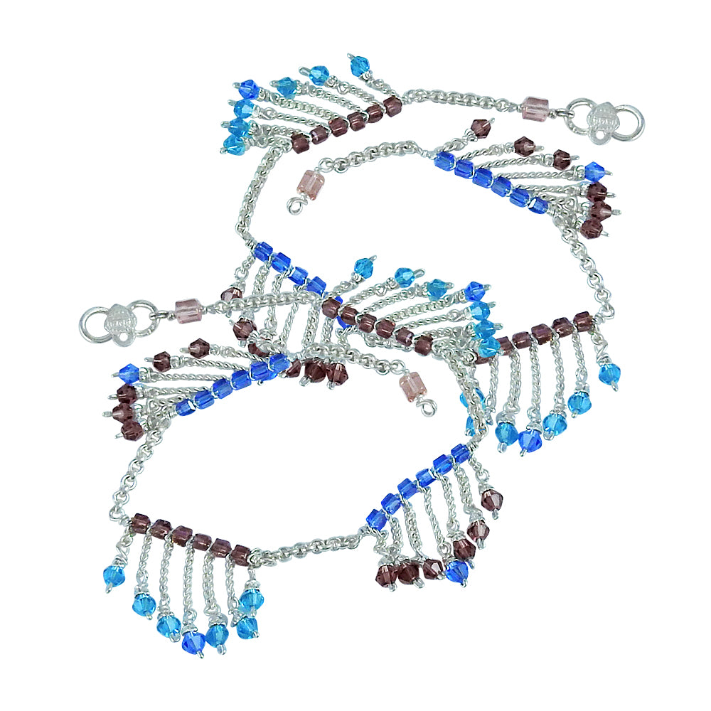 Traditional Indian Oxidized Silver Anklets Handmade Ethnic Jewelry