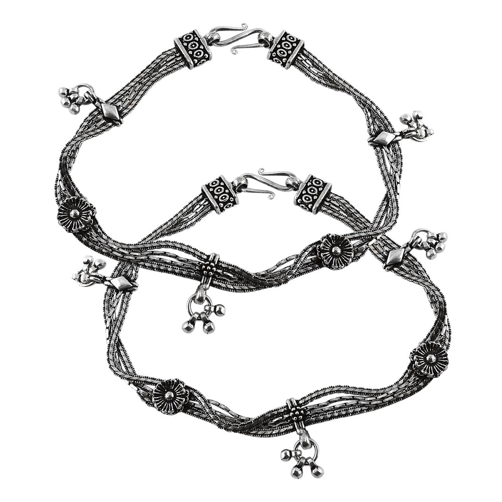 Oxidized Silver Anklets Traditional Jewelry