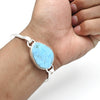 Antique Look 925 Sterling Silver Natural Larimar Gemstone Bangle