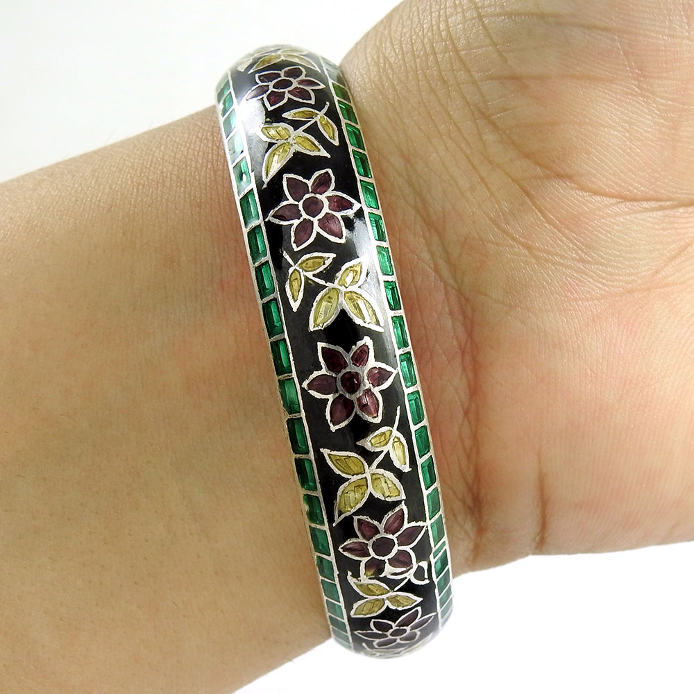 Solid 925 Sterling Silver Enamel Bangle