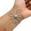 Birthday Gift 925 Silver Natural Turquoise Gemstone Cuff Flower Bangle L1