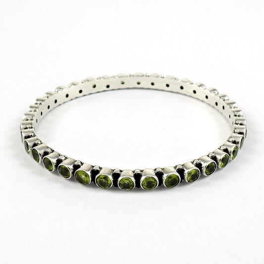 Natural Peridot Gemstone Spiritual Jewelry 925 Sterling Silver Bangle