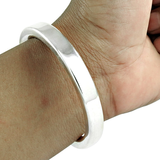 Solid 925 Sterling Silver Handmade Hollow Cuff Bangle
