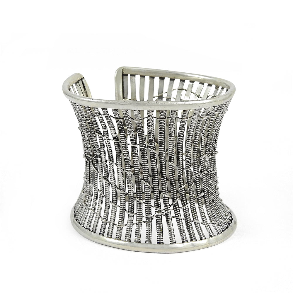 Solid 925 Sterling Silver Wide Filigree Cuff Bangle