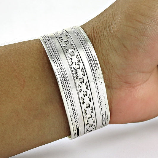 Solid 925 Sterling Silver Designer Adjustable Bangle