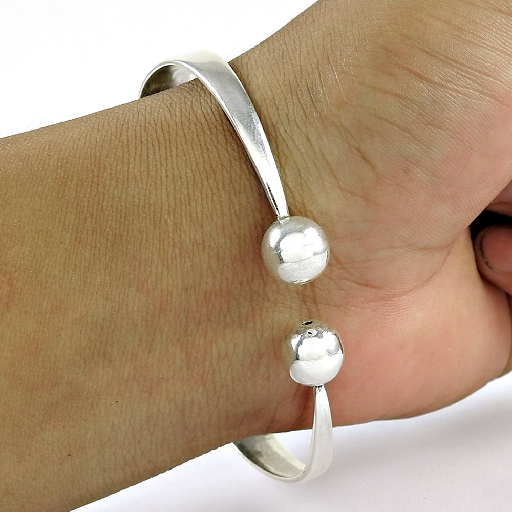 Solid 925 Sterling Silver Adjustable Vintage Cuff Bangle