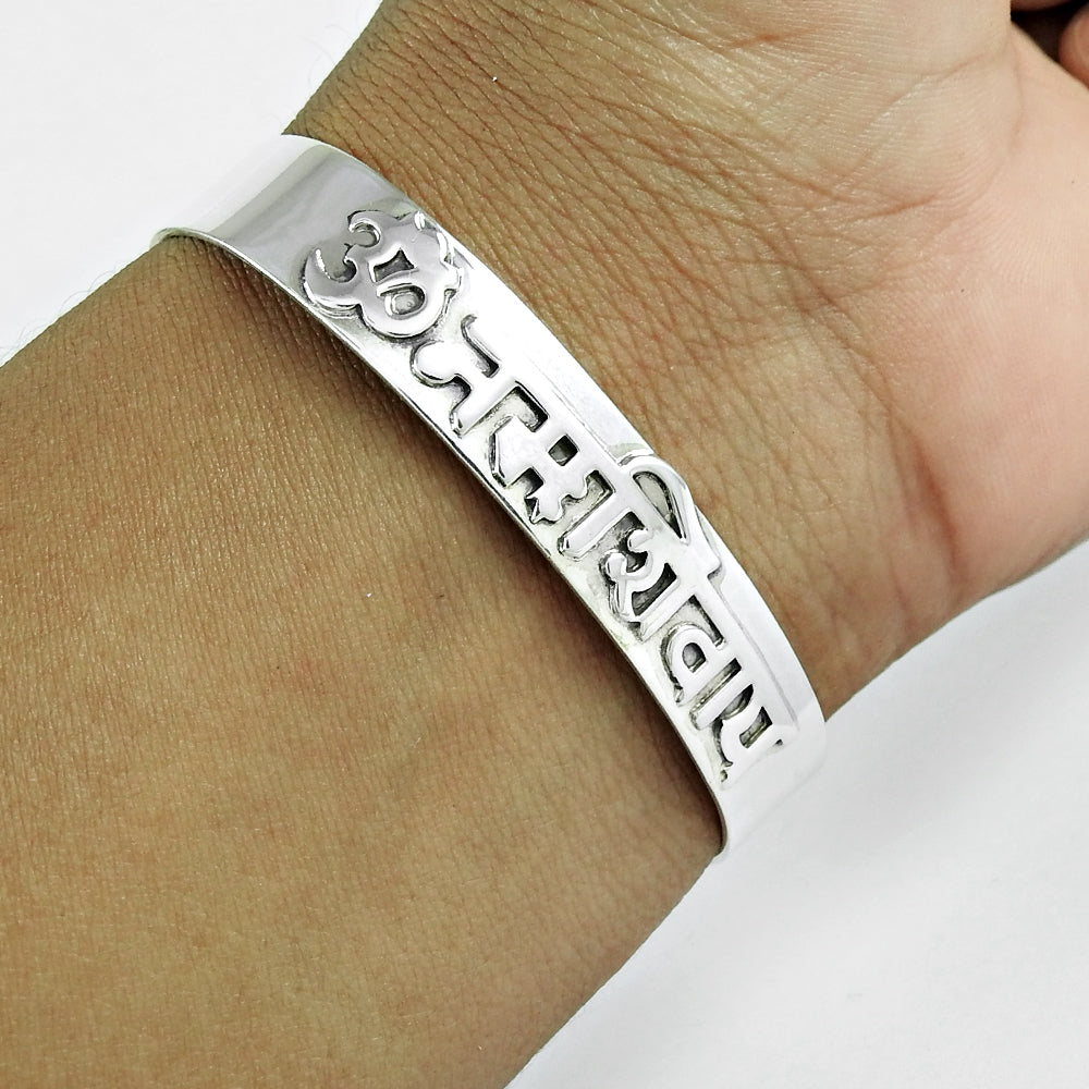 Solid 925 Sterling Silver Bangle Indian Religoius Jewelry