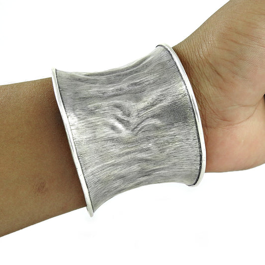 Handmade Solid 925 Sterling Silver Wide Cuff Bangle