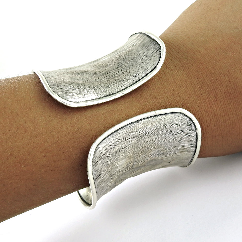 Handmade Solid 925 Sterling Silver Wide Cuff Bangle