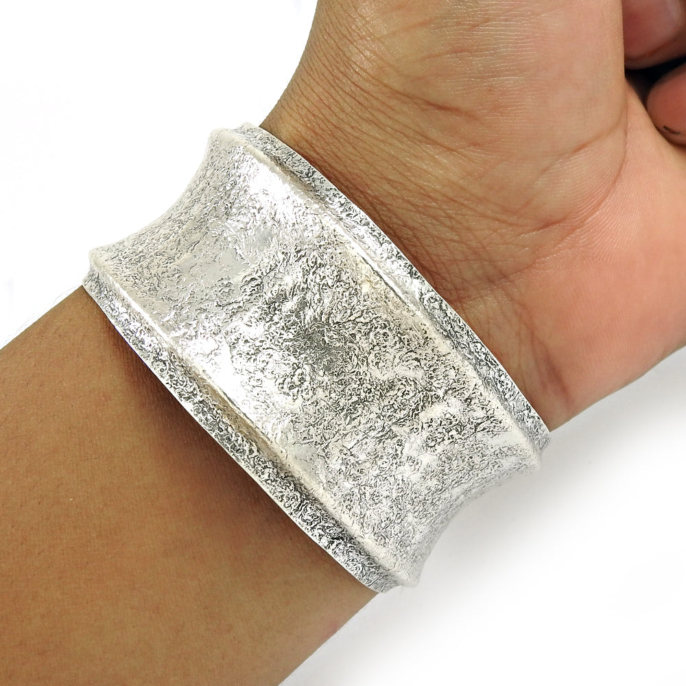 Solid 925 Sterling Silver Fashion Women’s Wide Bangle