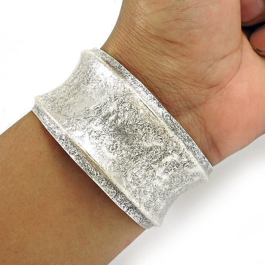 Solid 925 Sterling Silver Fashion Women’s Wide Bangle