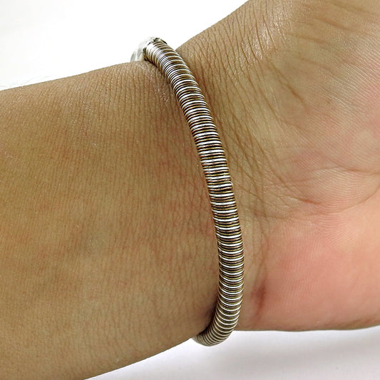 Solid Sterling Silver With Copper Wire Wrapped Adjustable Cuff Bracelet