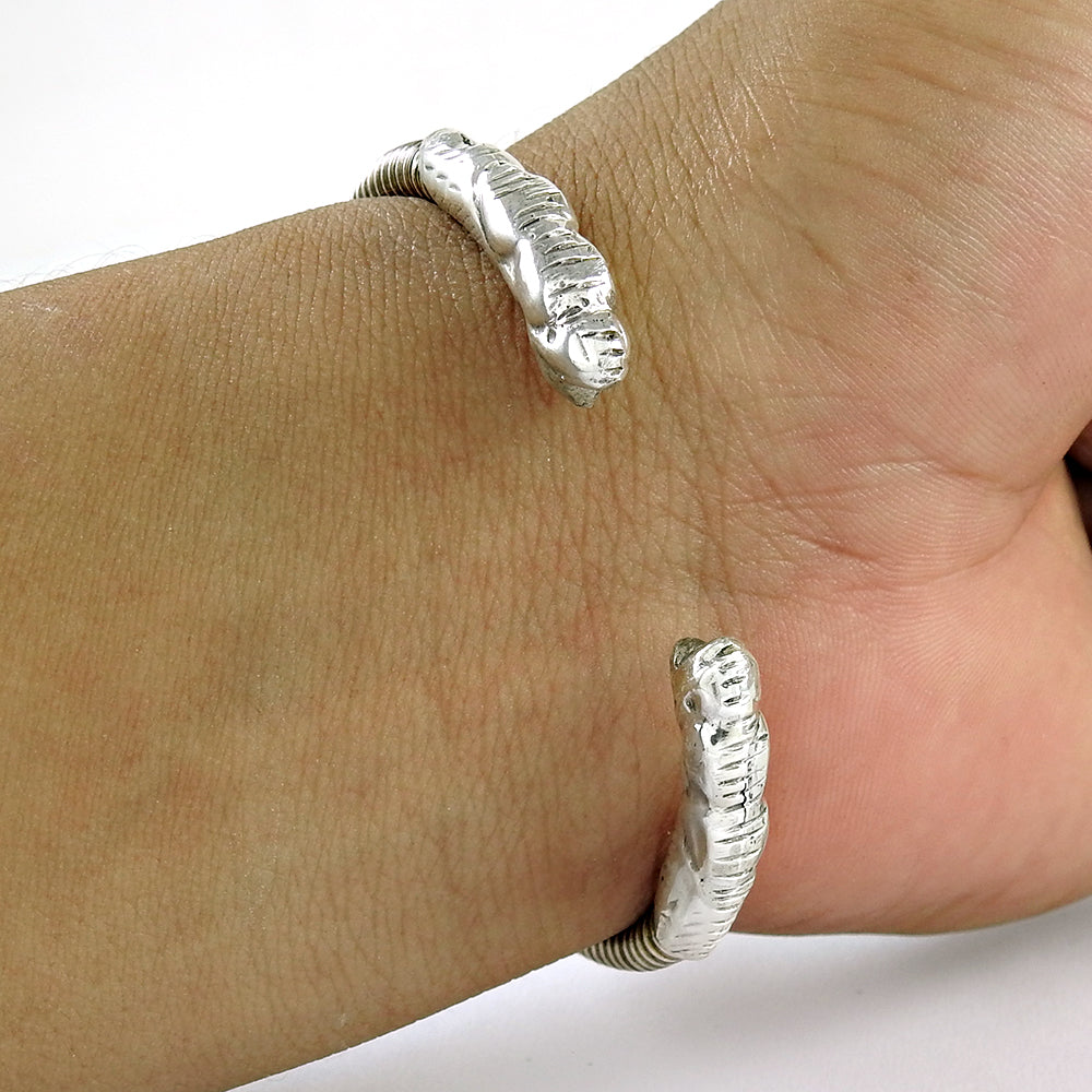 Solid Sterling Silver With Copper Wire Wrapped Adjustable Cuff Bracelet