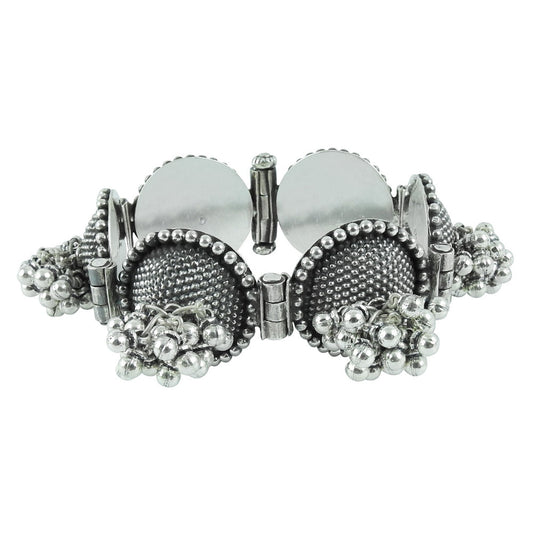 Solid 925 Sterling Oxidized Silver Artisan Bangle Indian Jewelry