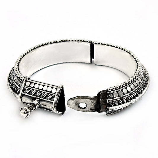 Solid 925 Sterling Silver Indian Artisan Bangle Jewelry