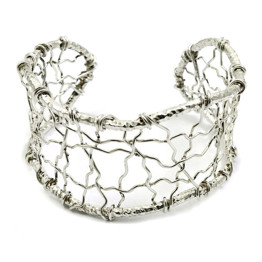 Solid 925 Sterling Silver Filigree Handmade Cuff Bangle