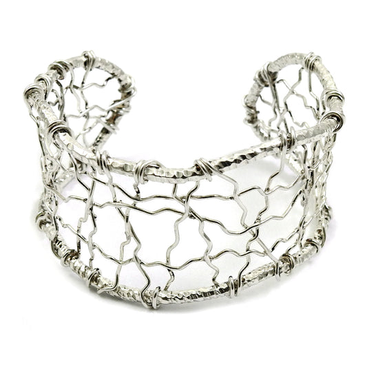 Solid 925 Sterling Silver Filigree Handmade Cuff Bangle