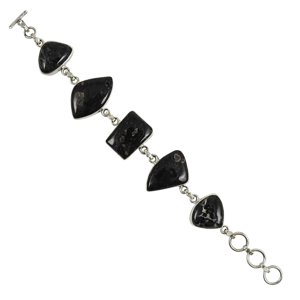 Jasper Gemstone Sterling Silver Chain Anniversary Art Deco Wife Bracelet Jewelry