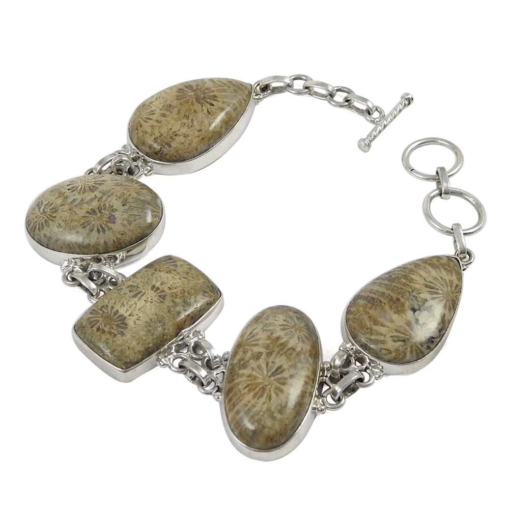 Jasper Gemstone Bezel Wedding Chain Handcrafted Bracelet Jewelry Solid Silver