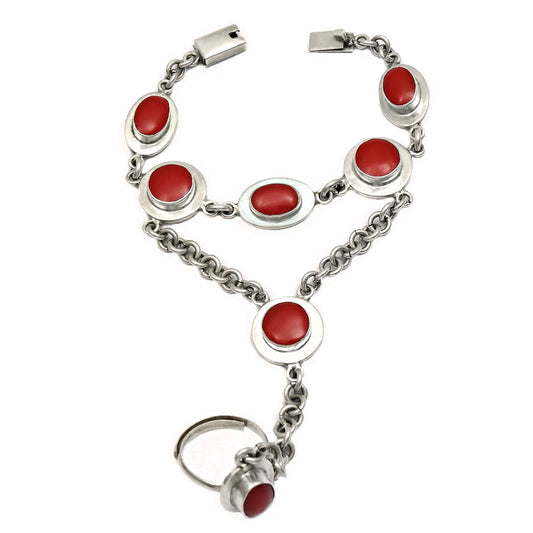 Red Onyx Gemstone 925 Sterling Silver Bezel Wedding Chain Handcrafted Bracelet