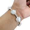 Natural Rainbow Moonstone 925 Solid Silver Rough Stone Bracelet