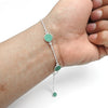 Round Malachite Gemstone Solid Sterling Silver Engagement Bezel Chain Bracelet