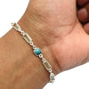 925 Solid Silver Square Green Amethyst Chain Vintage Bezel Friend Gift Bracelet