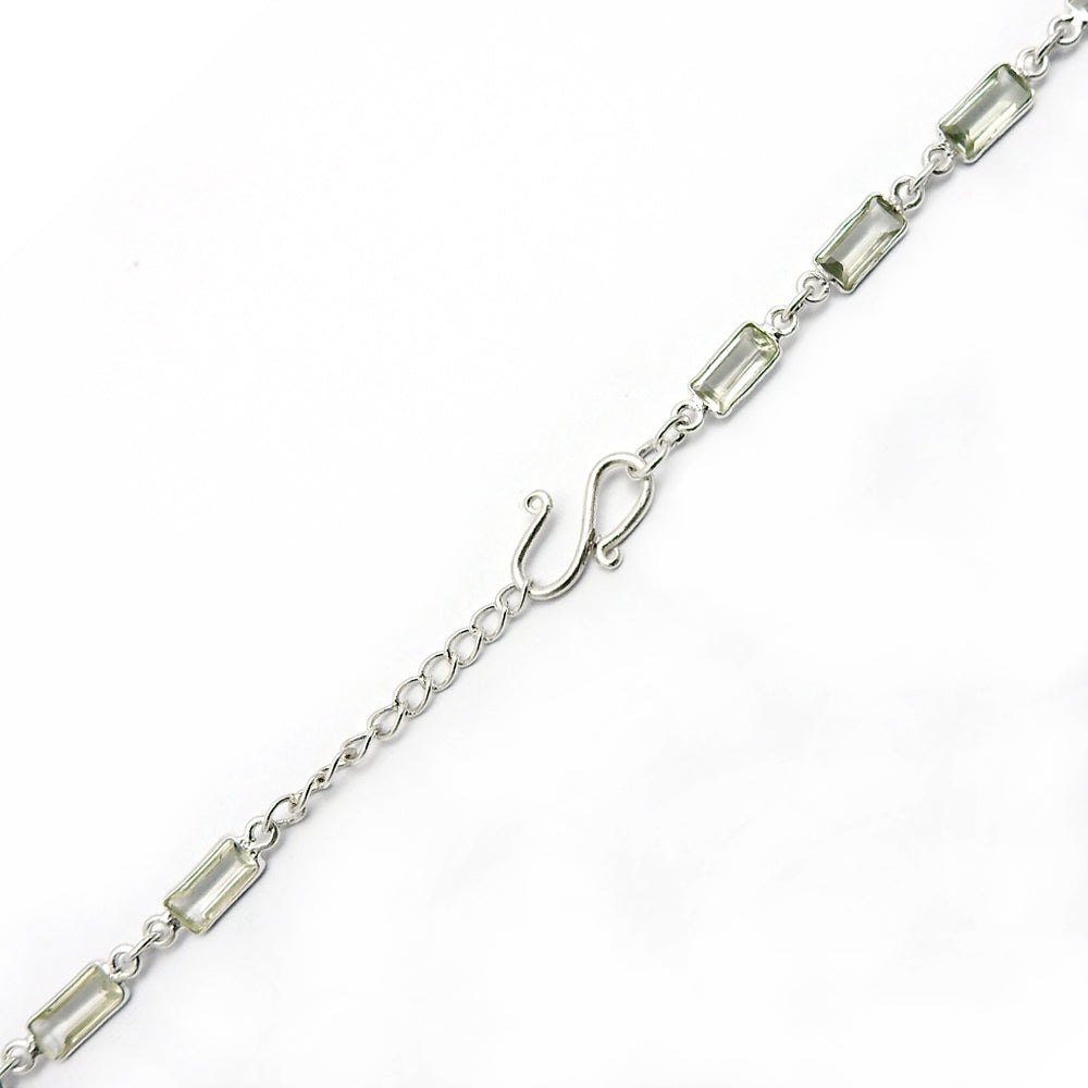 Turquoise Green Amethyst Gemstone Bracelet 925 Sterling Silver Jewelry