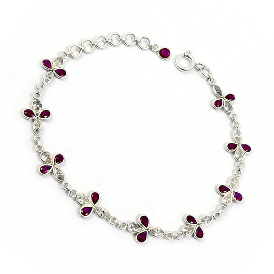 Birthday Gift Natural Cubic Zirconia Chain Vintage Bracelet 925 Silver F17