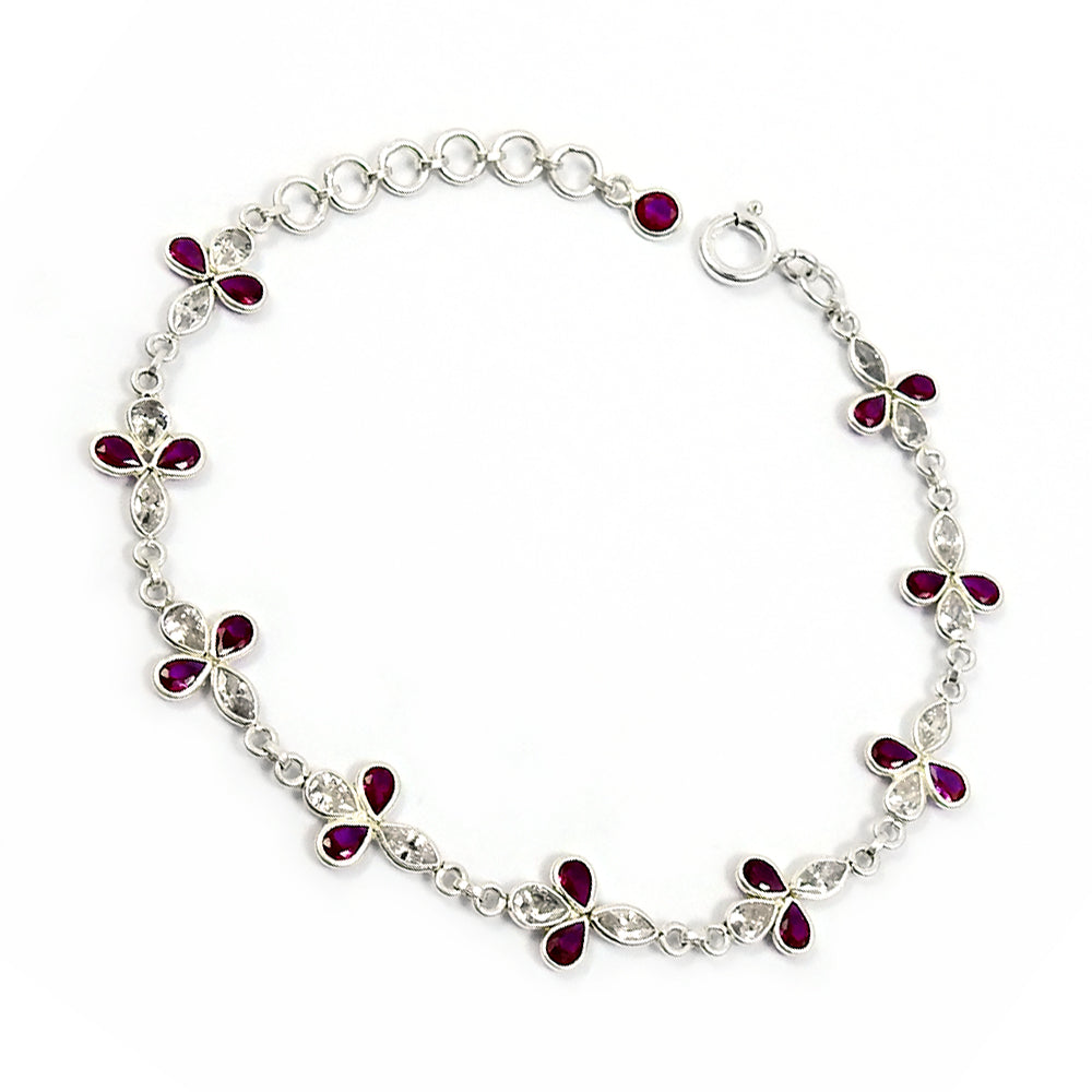 Birthday Gift Natural Cubic Zirconia Chain Vintage Bracelet 925 Silver F17