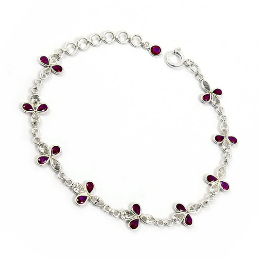 Birthday Gift Natural Cubic Zirconia Chain Vintage Bracelet 925 Silver F17