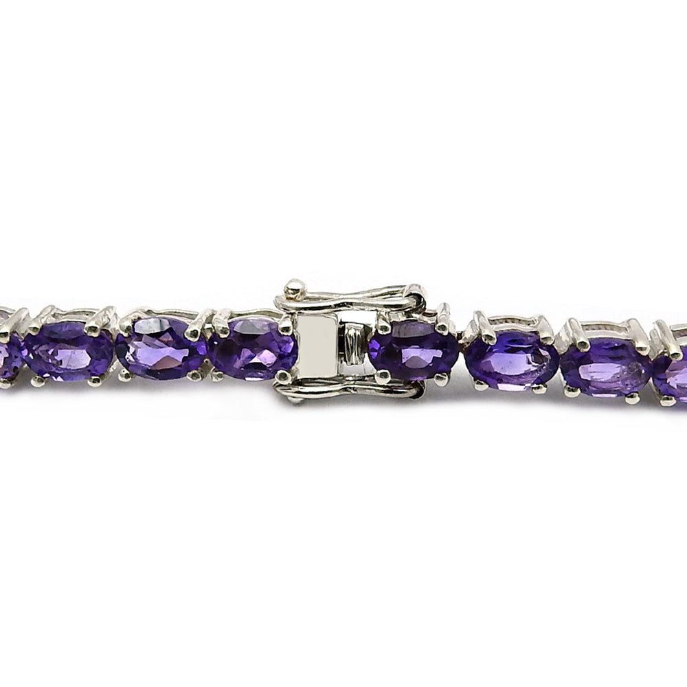 Natural Amethyst 925 Sterling Silver Statement Bracelet