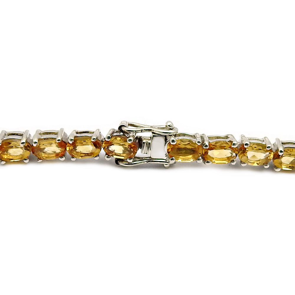 925 Sterling Silver Natural Citrine Gemstone Statement Bracelet