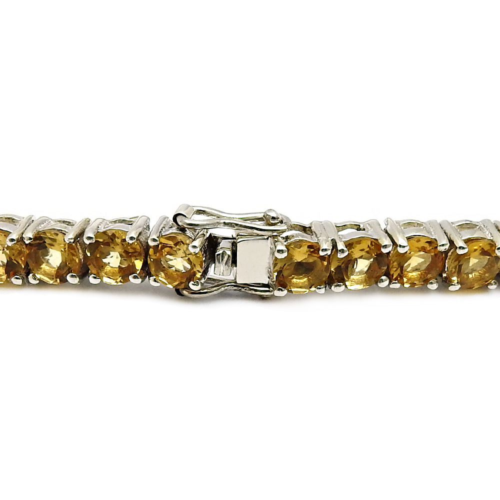 Birthday Gift 925 Sterling Silver Natural Citrine Chain Tribal Bracelet J3