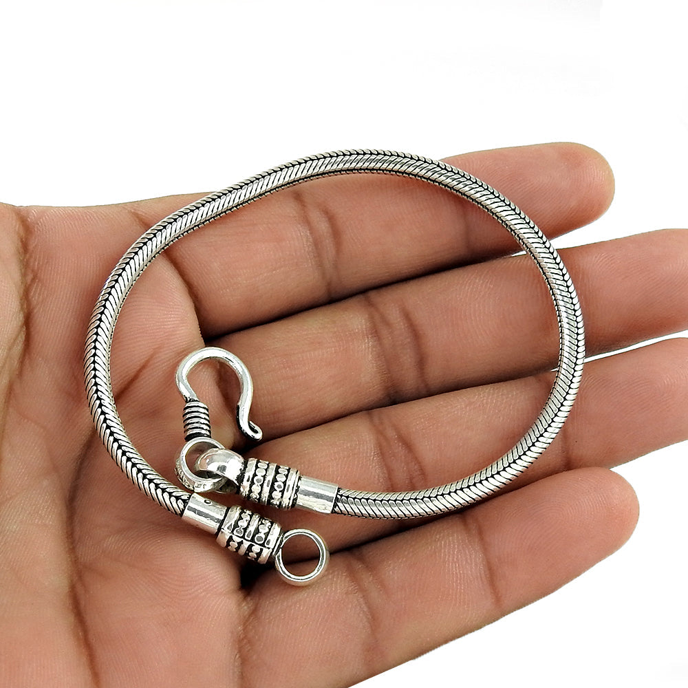Solid 925 Sterling Silver Sbake Chain Bracelet