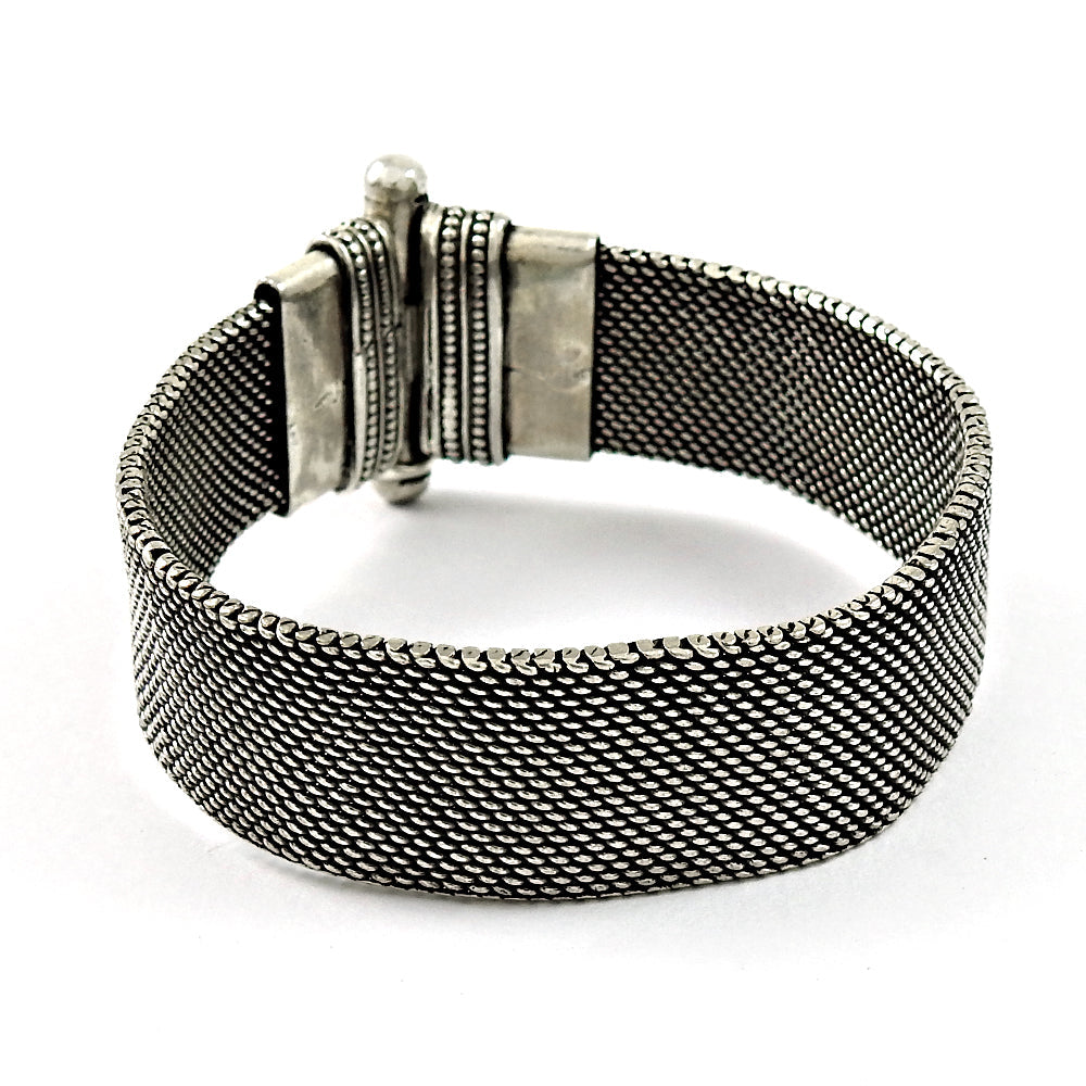 Elegant Solid 925 Sterling Oxidized Silver Wide Bracelet