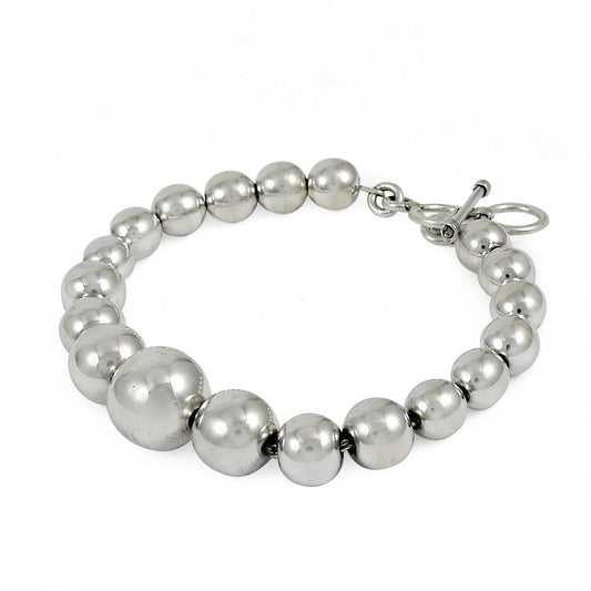 Solid 925 Sterling Silver Beaded Bracelet