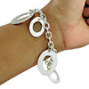 925 Sterling Silver Circle Charm Bracelet for Women Girls