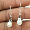 June Birth Briolette Natural Pearl Unique Drop Bezel Earrings 925 Solid Silver