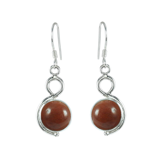 925 Solid Silver Natural Jasper Vintage Anniversary Dangle Drop Bezel Earrings