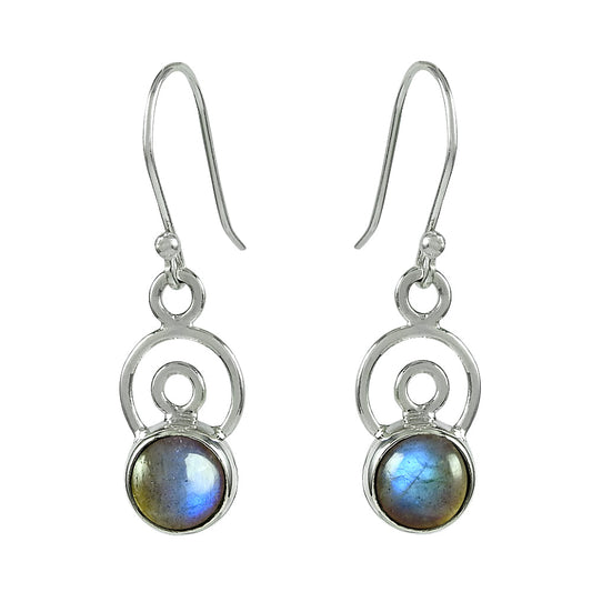 Natural Labradorite 925 Silver Drop Dangle Vintage Earrings For Girls B76